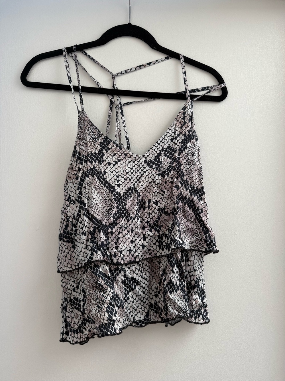 Chaser Snakeskin Strappy Layered Cami Top Size Small
